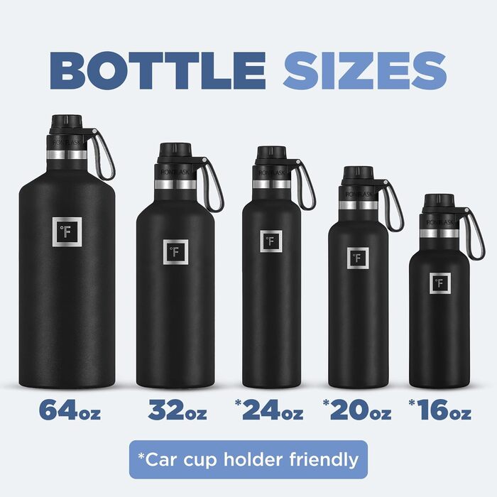 Термофляга IRON °FLASK 950 мл з 3 кришками - не протікає, подвійні стінки, ізольована, BPA-free, для спорту, школи, фітнесу, кемпінгу (з носиком)