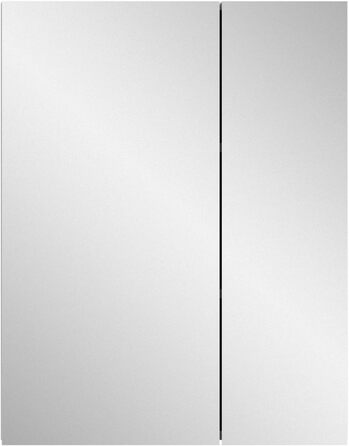 Дзеркальна шафа xonox.home Vira X2LA9772 для ванної, біла, меламін, 60x77x18 см, з великою дзеркальною поверхнею, 2 дверцята