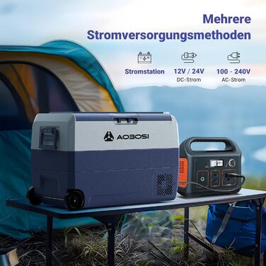 Автомобільний компресорний холодильник AAOBOSI 50л з Wi-Fi, 12/24V та 220V, -20°C для авто, кемпінгу, вантажівок, з двома зонами охолодження