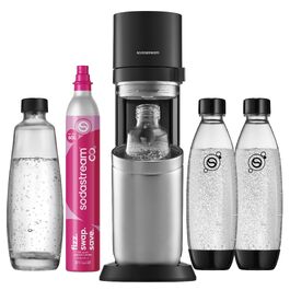 Сифон для газування води SodaStream DUO Family Pack: 4 пляшки по 1л та балон CO2, чорний/титан