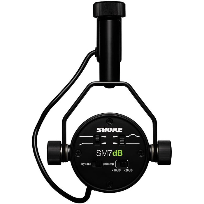 Мікрофон Shure SM7dB динамічний для мовлення, вокалу та подкасту з вбудованим підсилювачем, широкий частотний діапазон, теплий м'який звук, чорний