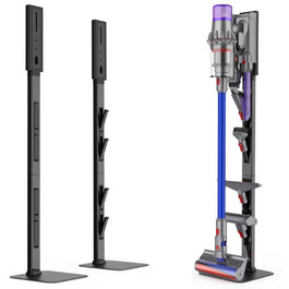 Стійка для пилососа Dyson з гаками для зберігання, сталь (чорна) - настінний монтаж без свердління, компактне зберігання аксесуарів