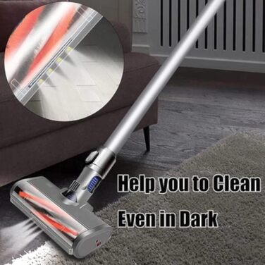 LED турбощітка Trade-Shop для пилососів Dyson V6/DC45/DC58/DC59/DC61/DC62/DC74, електрична насадка-щітка з м'яким роликом