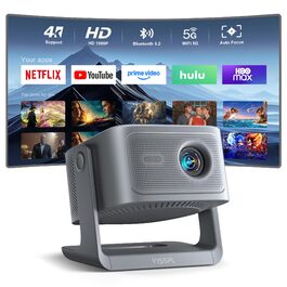 Смарт-проектор VISSPL 4K Home Cinema, 30000 Люмен, 3D Dolby Audio, Автофокус, WiFi 6, Bluetooth, 360° підставка, сірий