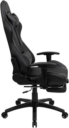 Ігрове крісло Flash Furniture X30, ергономічне, з повністю регульованою спинкою та висувною підставкою для ніг, LeatherSoft, сіре, стиль автоспорт, 1 шт.
