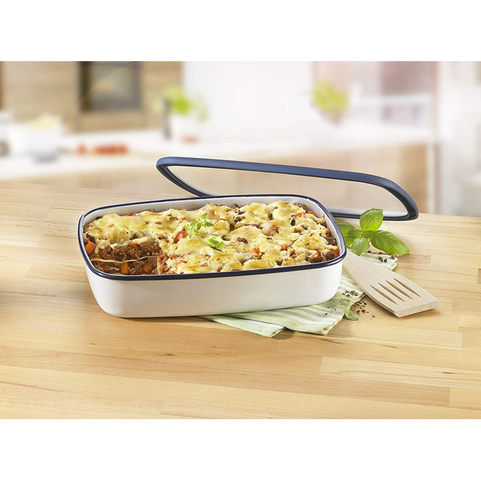 Емальований контейнер HoneyWare CLASSIC LINE з кришкою, 3 л, плоский, термостійкий до 400°C, підходить для всіх типів плит, духовки та гриля, для зберігання їжі та приготування страв