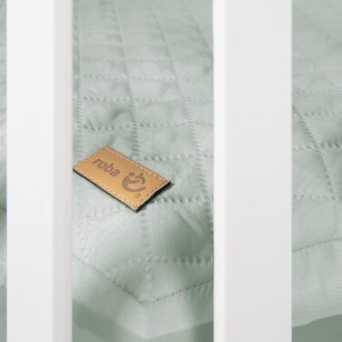 Дитячий шестикутий манеж з дерева roba Style frosty green, 3-рівнева регулювання, мобільний, на колесах, з матрацем, білий