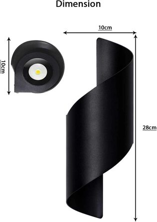 Світильник Lightess 12W LED для внутрішнього та зовнішнього освітлення, чорний, настінний, сучасний дизайн, IP66, алюміній, холодне біле світло, для коридору, сходів, вітальні, спальні
