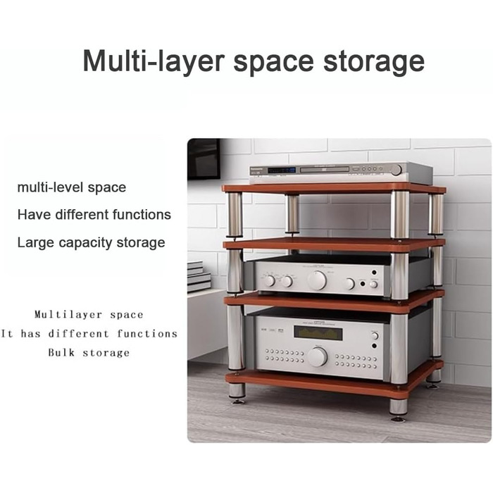 Hi-Fi тумба для аудіо/відео з регульованими полицями, дерево, 60x48x80 см (4 полиці)