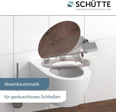 Дерев'яне сидіння для унітаза SCHÜTTE з мікроліфтом (Soft-Close), кришка для унітаза з MDF, витримує до 175 кг, колір Darkwood