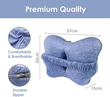 Ортопедична подушка між колін для сну на боці з ефектом пам'яті (Memory Foam) та фіксацією — для підтримки спини, стегон та при ішіасі