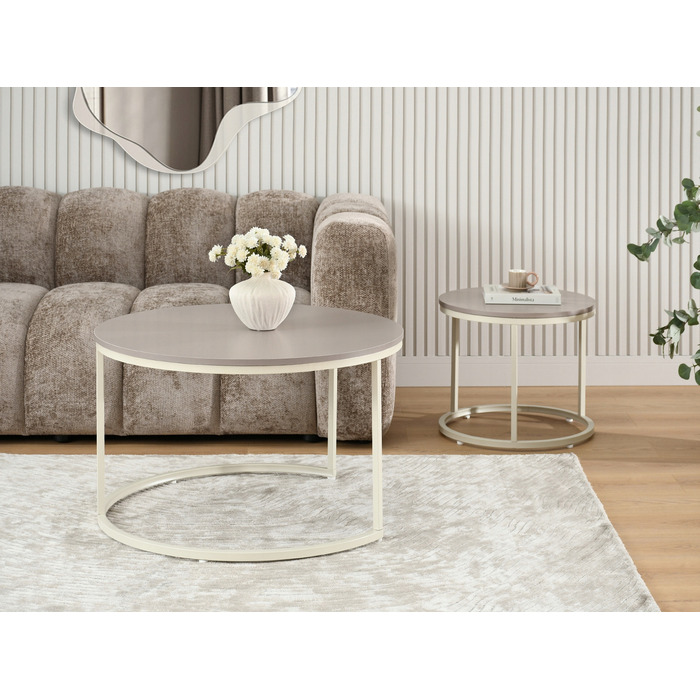 Круглий кавовий столик Mebel-Partner, 80 x 80 x 48,5 см, кремовий, відтінки бежевого