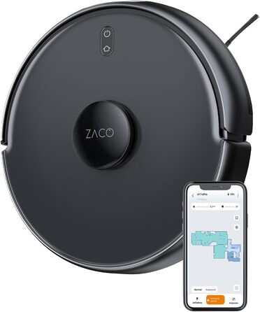 Робот-пилосос ZACO A11s Pro з функцією вологого прибирання, лазерною навігацією, штучним інтелектом для розпізнавання перешкод, керуванням через додаток, смарт-мапінгом, потужністю всмоктування 4000 Па, до 150 хв роботи, для шерсті тварин, твердих підлог 
