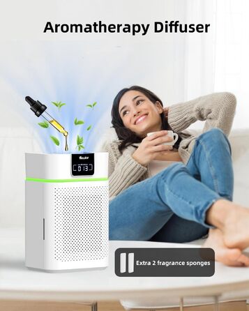 Очищувач повітря VEWIOR з HEPA-фільтром H13 для великих кімнат до 100 м², моніторинг якості повітря, авторежим, дитячий замок, для домашніх тварин та алергіків