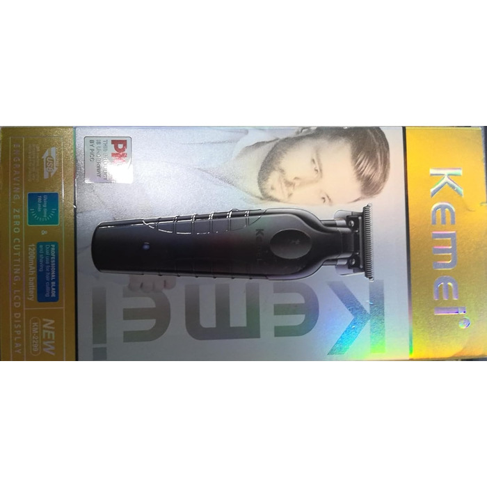Kemei 2299 професійна машинка для стрижки волосся та бороди, електричний тример з Т-подібним лезом, бездротовий, для чоловіків, чорний