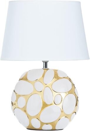 ARTE LAMP LED настільна лампа – класична декоративна хромована лампа для робочого столу з білим текстильним абажуром для вітальні та спальні – з кабелем, хром, білий (Poppy Gold)