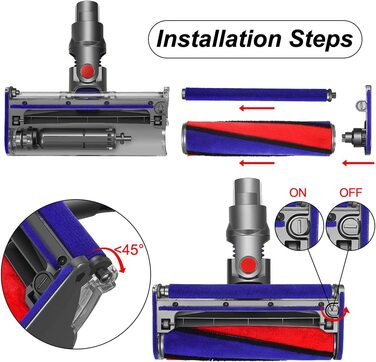 Електрична м'яка насадка-щітка DrRobor для пилососа Dyson V10/V11/V15, аксесуар для жорстких підлог