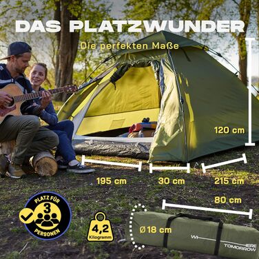 Намет Lumaland Outdoor Pop Up купольний для 2-3 осіб, швидкорозкладний, для кемпінгу, подорожей, фестивалів, 215x195x120 см, з сумкою для перенесення