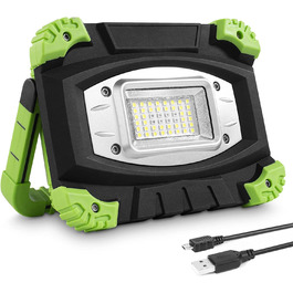 Lepro LED акумуляторний прожектор для кемпінгу, алюмінієвий, 20W, 2000 люмен, 5 режимів, павербанк 5200 мА·год, для роботи, надзвичайних ситуацій, кемпінгу