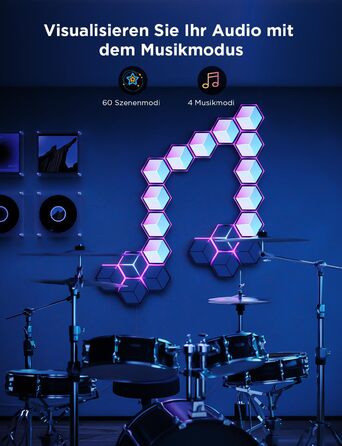 Світлодіодна 3D панель Govee Glide Hexagon Ultra, RGBIC, Wi-Fi, 10 панелей, 129 LED, сумісна з Alexa, для геймерської кімнати, декору стін