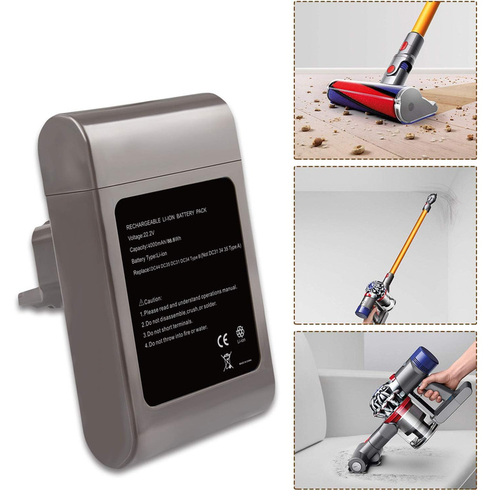 Акумулятор ARyee для пилососа Dyson DC31/DC34/DC35/DC44/DC45 (тип B), сумісний, заміна 917083-01, 17083-2811, 17083-4211, 17083-04