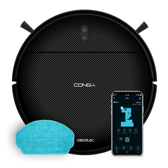 Робот-пилосос Cecotec Conga M10 X-Treme з гіроскопічною навігацією та керуванням через додаток. Потужність 2000Pa, функція прибирання, пилососа та миття підлоги, час роботи до 120 хвилин, датчики перешкод та 2 бічні щітки.