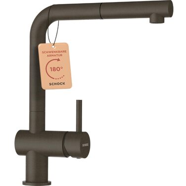 Кухонний змішувач SCHOCK Epos Bronze — висувна лійка, поворот на 360°, одноважільний кран для мийки, бронзовий