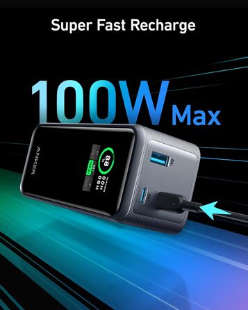 Power Bank Anker Prime: 20000 mAh, 200W, 2 x USB-C, USB-A, сумісний з iPhone, Samsung, MacBook, Dell