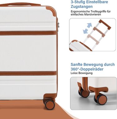 Жорсткий валізу COOLIFE 55x40x20 см для ручної поклажі EasyJet, легкий чемодан з TSA-замком і 4 подвійними колесами, чорний/коричневий