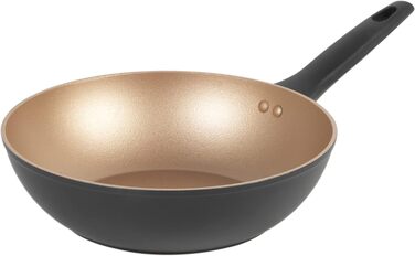 Сковорода вок Russell Hobbs Opulence 28 см, антипригарна, індукційна, без ПФОА, алюмінієва, золота, для смаження, можна мити в посудомийній машині