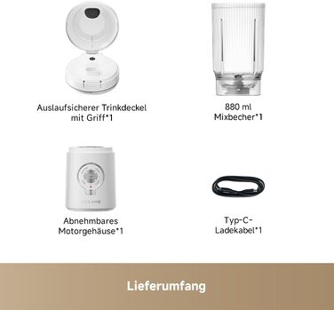 Портативний блендер Dreame PortFresh з від’ємним двигуном, чаша 880 мл (BPA-free), 5 режимів роботи та функція самоочищення, зелений