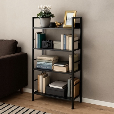 Стелаж у стилі лофт LoftInspired, 60 см x 125 см x 28 см, чорний
