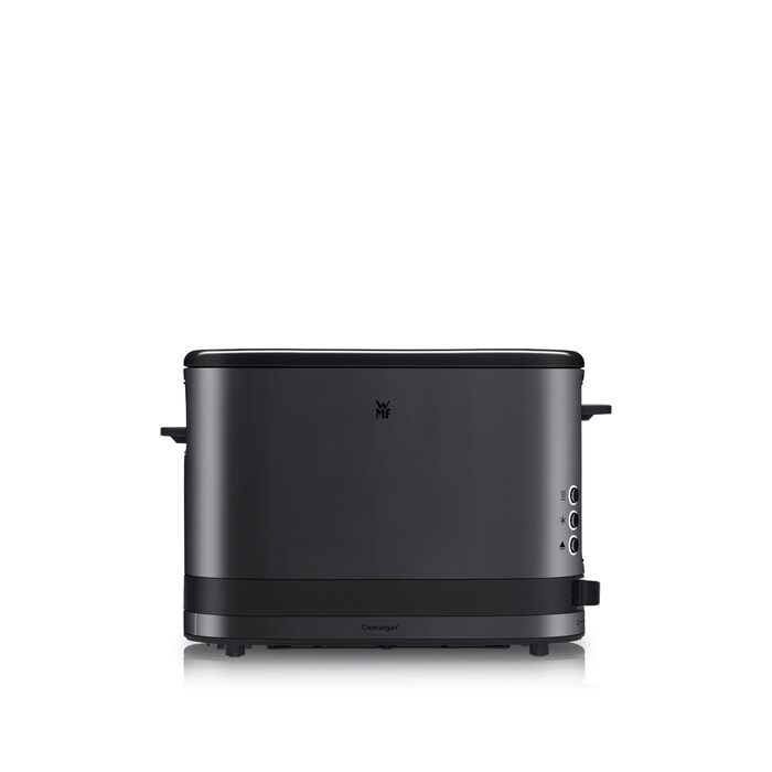 Тостер WMF Küchenminis для 1 тосту XXL, з підставкою для булочок, розморожування, 7 рівнів підсмажування, 600 Вт, нержавіюча сталь, чорний матовий
