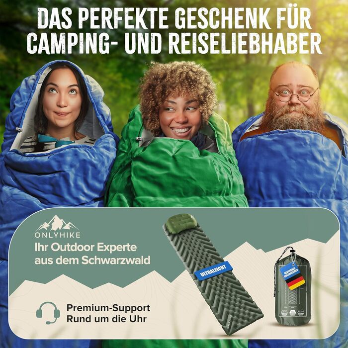 ONLYHIKE® Інноваційний літній спальник мумія, ультралегкий, компактний, 750 г, розміри M-XL, для кемпінгу та туризму