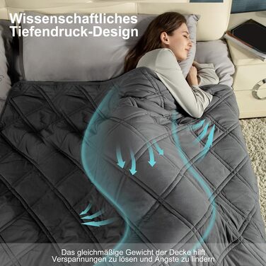 Обважнююча ковдра Winthome 135x200 см, 6 кг — Антистрес терапевтична ковдра для глибокого сну та релаксації, сіра