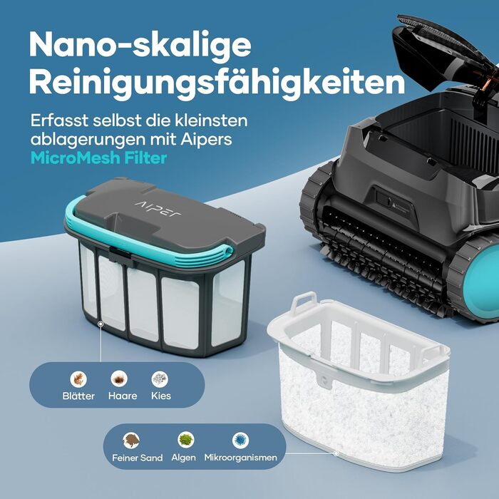 Робот-пилосос для басейну AIPER Scuba X1 з Wi-Fi, 25200 л/год, фільтр 3 мкм, для вбудованих басейнів, синій