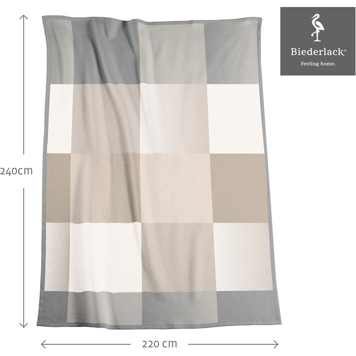 М'яка пледи-ковдра biederlack® Across Beige XXL, великий плед для дивана 220x240 см, бежевий