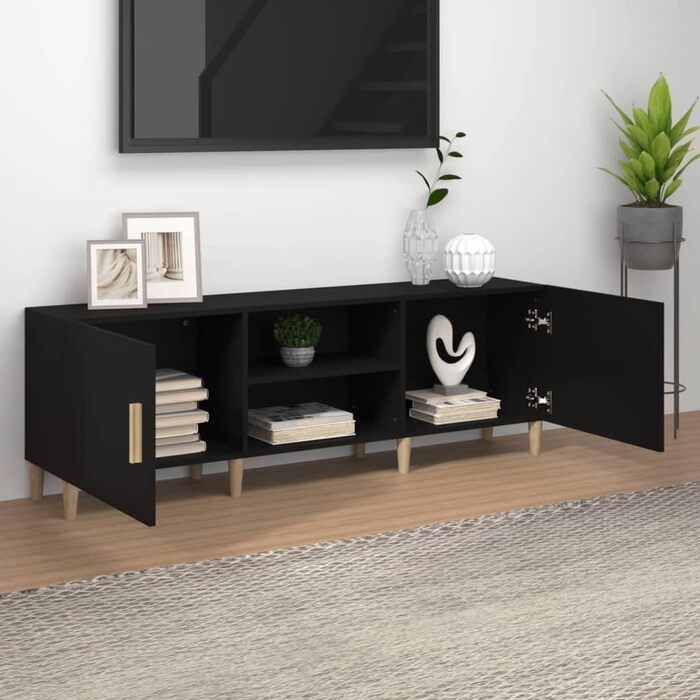 TV-тумба vidaXL чорна 150x30x50 см, деревостружкова, для вітальні, телевізійна підставка, меблі для Hi-Fi апаратури