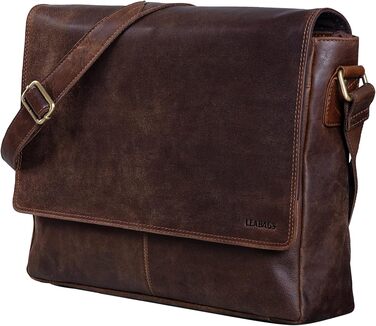 Шкіряна сумка для ноутбука LEABAGS Oxford 15 дюймів з натуральної шкіри для чоловіків та жінок, колір Cow Saddle Horse