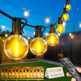Гірлянда світлодіодна вулична LED 20.05м, G40, водонепроникна, теплий білий, диммер, пульт, 3 режими, для саду, тераси, балкону, вечірки