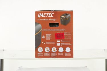 Хлібопічка Imetec La Panetteria +Zeroglu для хліба, чіабати, булочок і кексів з натурального та безглютенового борошна, 20 програм, 2 лопатки, контроль температури, з рецептурником