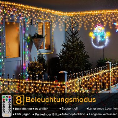 Світлодіодна гірлянда Ollny 15 м, 594 LED, біла, з пультом, водонепроникна, для вулиці, балкона, вікна, будинку, павільйону, тераси, новорічна декорація