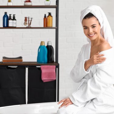 Стелаж для білизни Relaxdays з 2 висувними кошиками, 162x80x34 см, чорний/коричневий, органайзер для прання