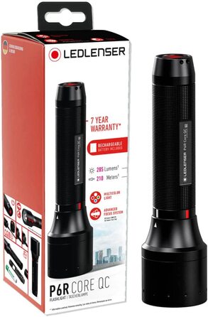 Ліхтарик Ledlenser P6R Core QC, мультиколірний LED (білий, червоний, зелений, синій), акумуляторний, 270 лм, 335 м, для полювання, риболовлі, аутдору