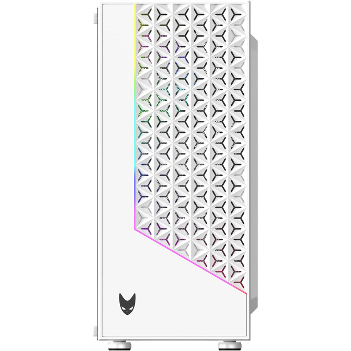 Oversteel Iridium — ігровий корпус для ПК ATX/Micro ATX/ITX, 120 мм A-RGB вентилятор, сітчаста передня панель, 2 пилові фільтри, загартоване скло, USB 3.0, білий