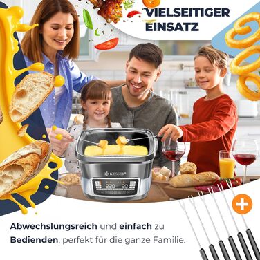 Мультиварка KESSER® 8л з фритюрницею, 16 програм, срібна: приготування на грилі, випікання, тушкування, приготування на пару, підтримка тепла, рисоварка, функція йогурту