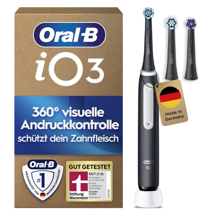 Електрична зубна щітка Oral-B iO Series 3, чорна матова (Matt Black), 1 щітка + 3 смінні насадки