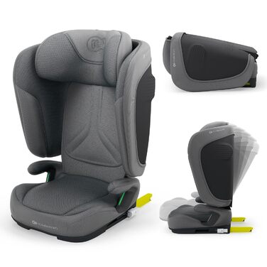 Автокрісло Kinderkraft UNITY 2 i-Size, 100-150 см, 3,5-12 років, сірий (Gray), регульована підголовник, AIR FLOW