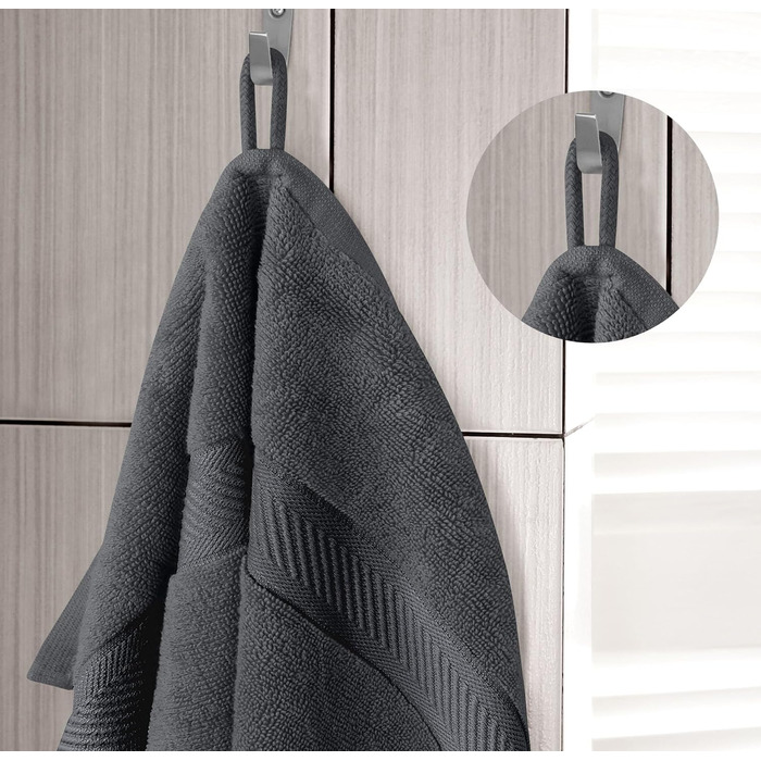 Набір рушників Utopia Towels 6 шт, 100% бавовна, 60x120 см, сірі, з петелькою для підвішування, м'які та вбираючі банні рушники