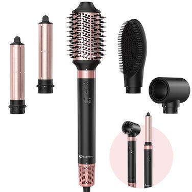 Slopehill Airstyler 5 в 1: Фен-щітка, випрямляч, плойка, для об'єму та укладання волосся (Чорний)